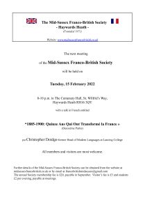 Mid Sussex Franco British Society meeting poster