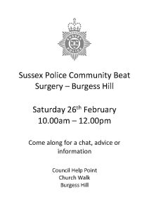 Sussex Police community beat surgery poster