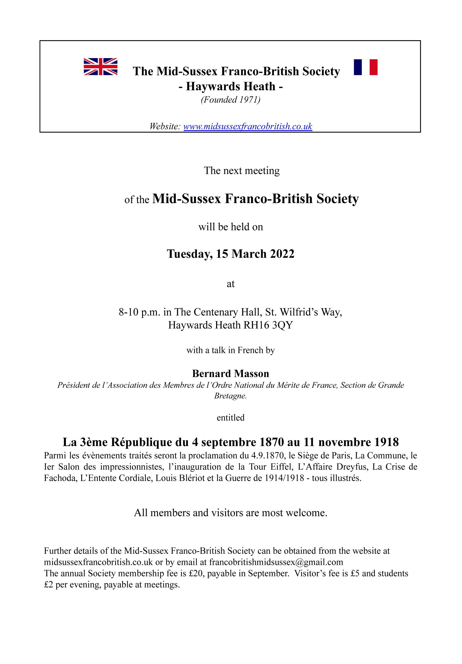 Mid Sussex Franco-British Society Meeting
