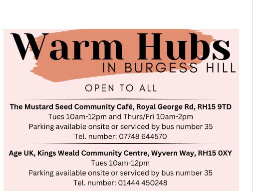 Warm Hubs in Burgess Hill